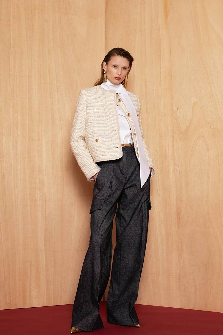 Sly 010 Kurze Tweedjacke Mit Aufgesetzten Taschen