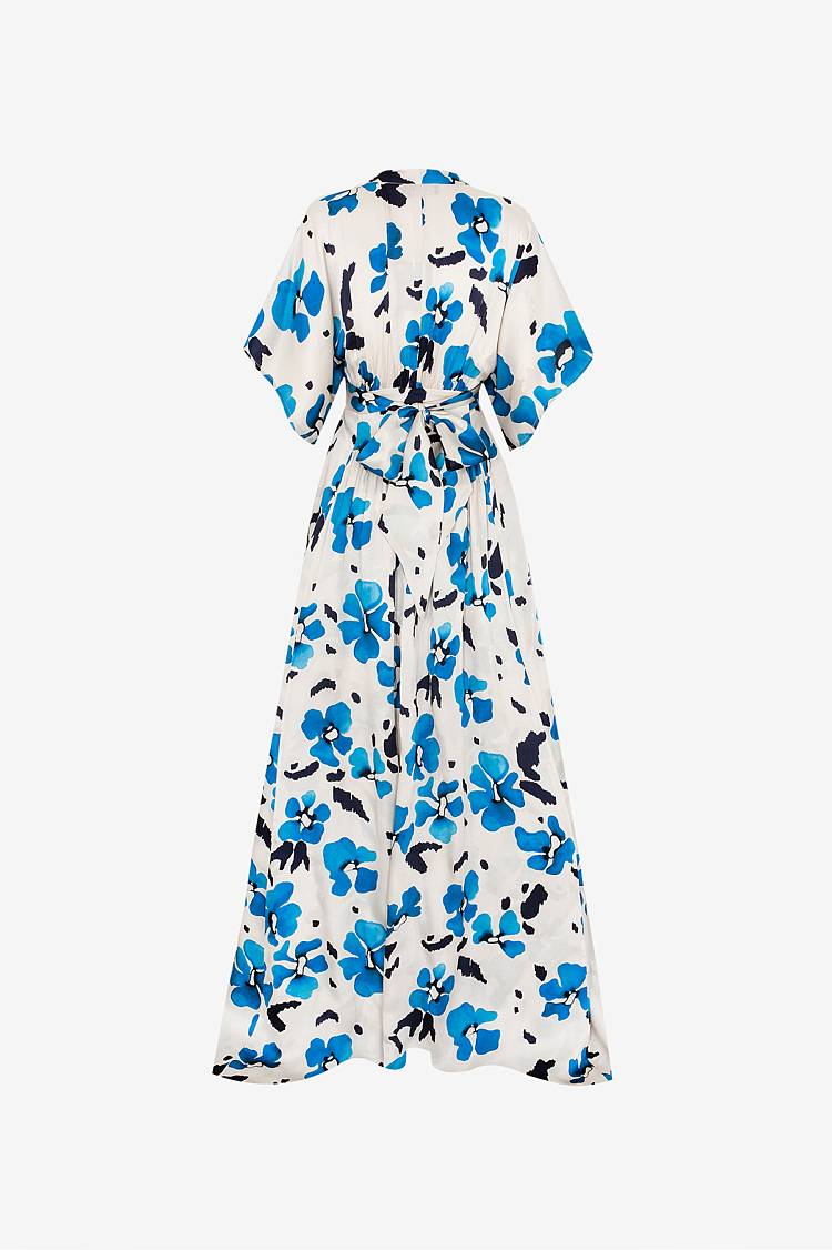 Sly 010 Langes Seidenkleid Mit Blumendruck