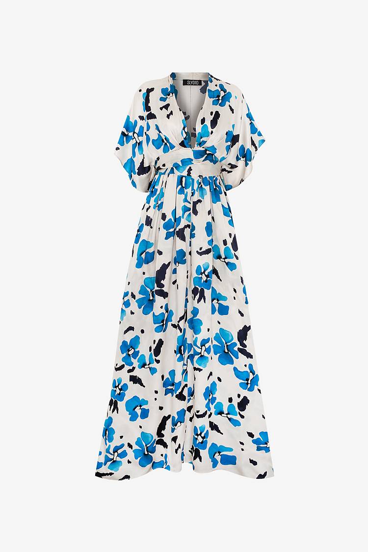 Sly 010 Langes Seidenkleid mit Blumendruck