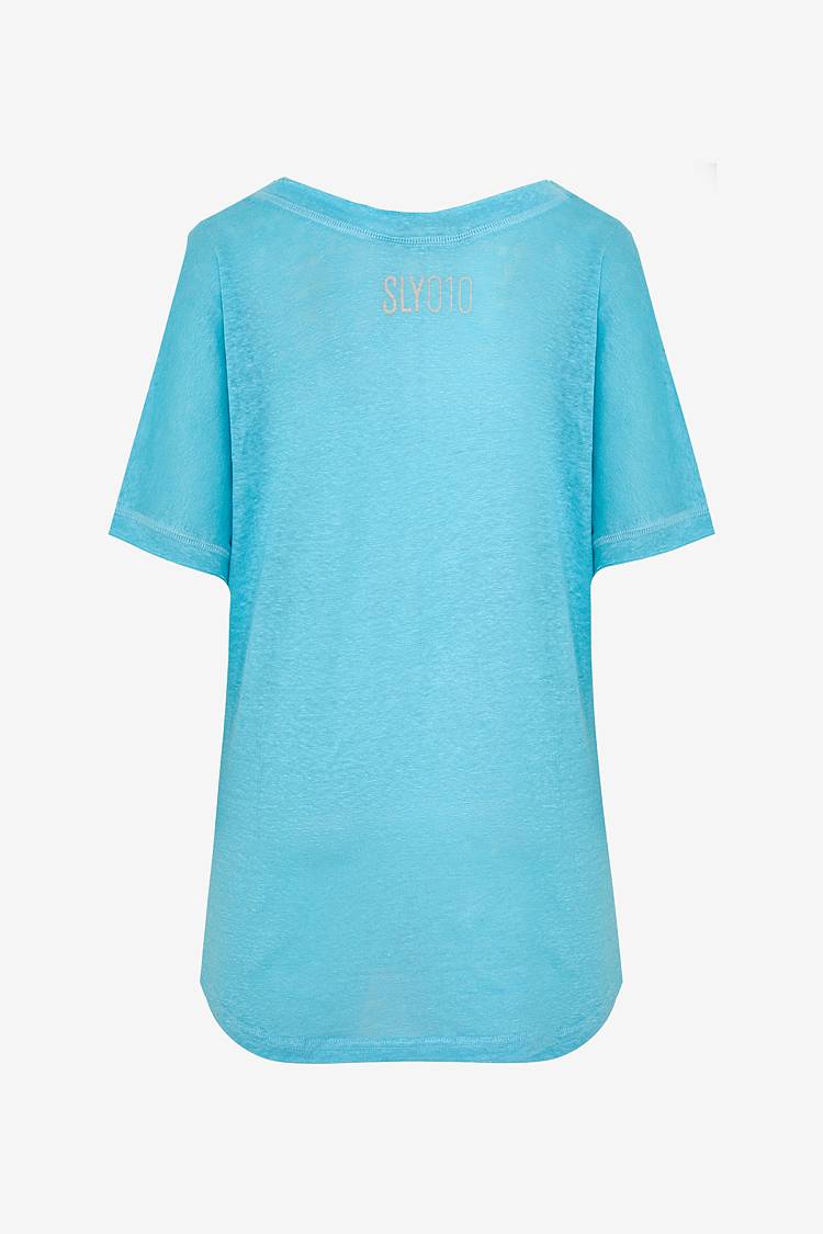 Sly 010 Leinen T-Shirt Mit V-Ausschnitt