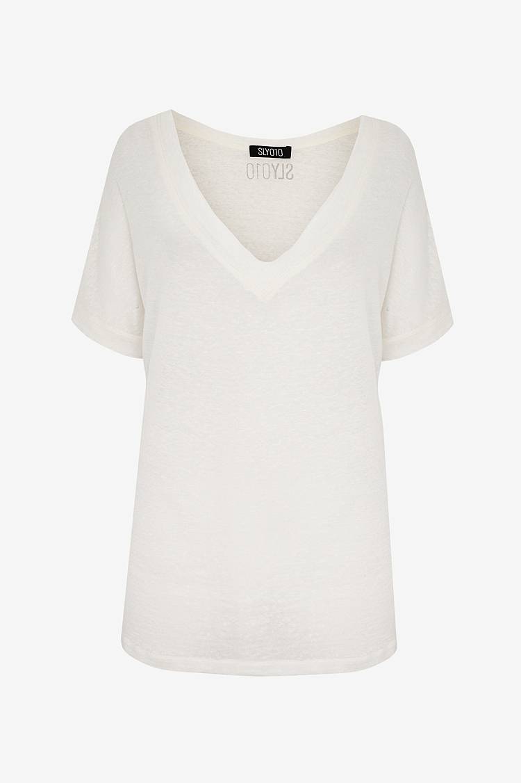 Sly 010 Leinen T-Shirt mit V-Ausschnitt