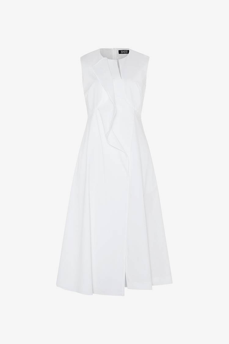 Sly 010 Midi-Kleid mit Volant aus Baumwollpopeline