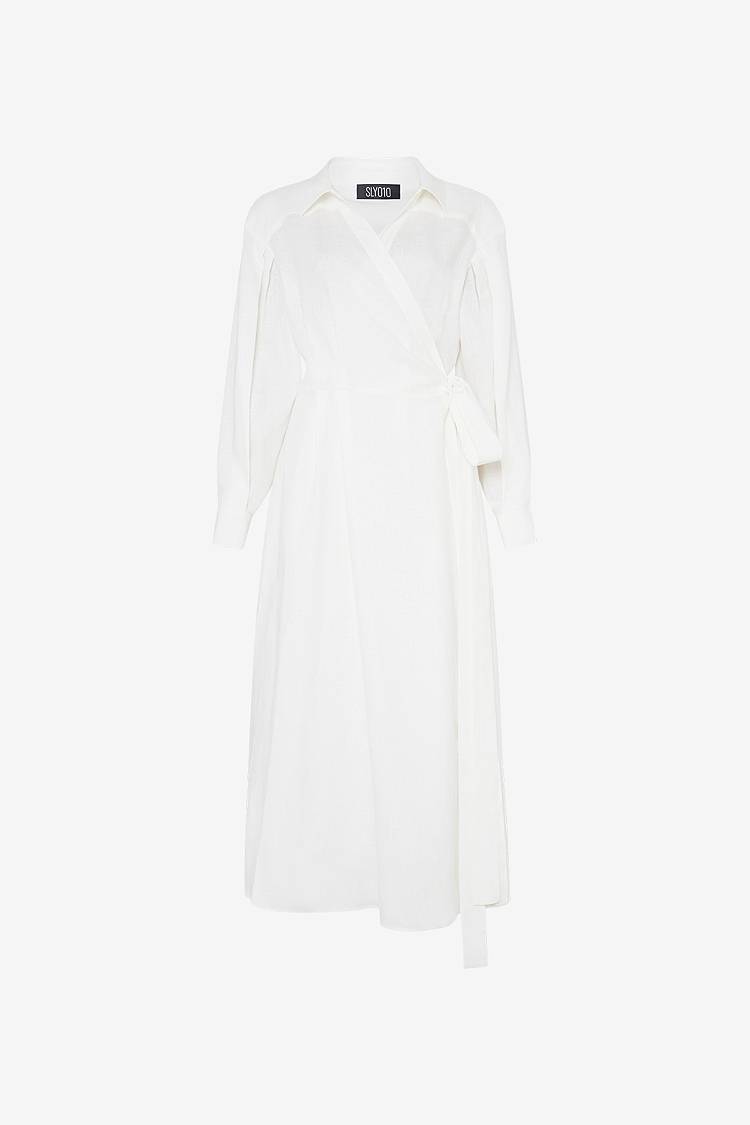 Sly 010 Midi-Wickelkleid aus Leinen