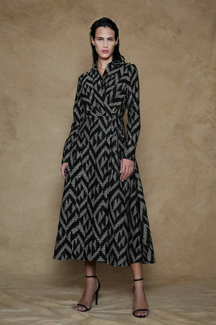 Sly 010 Midi-Wickelkleid Mit Grafischem Muster