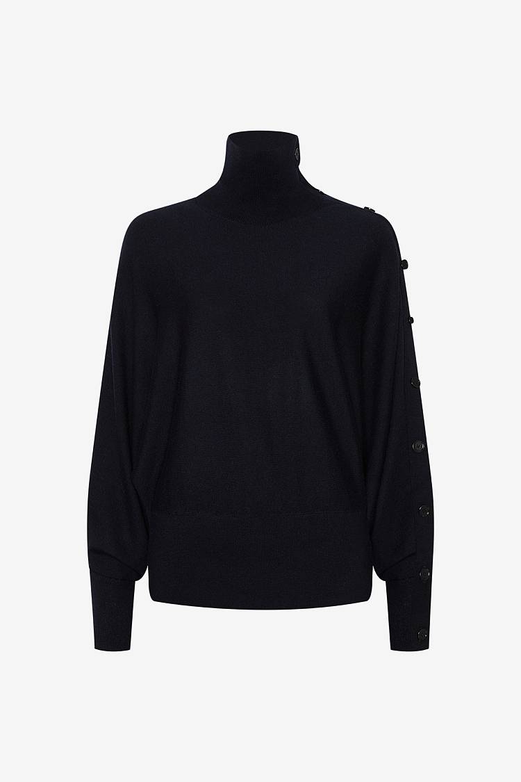 Sly 010 Rollkragenpullover mit Zierknöpfen