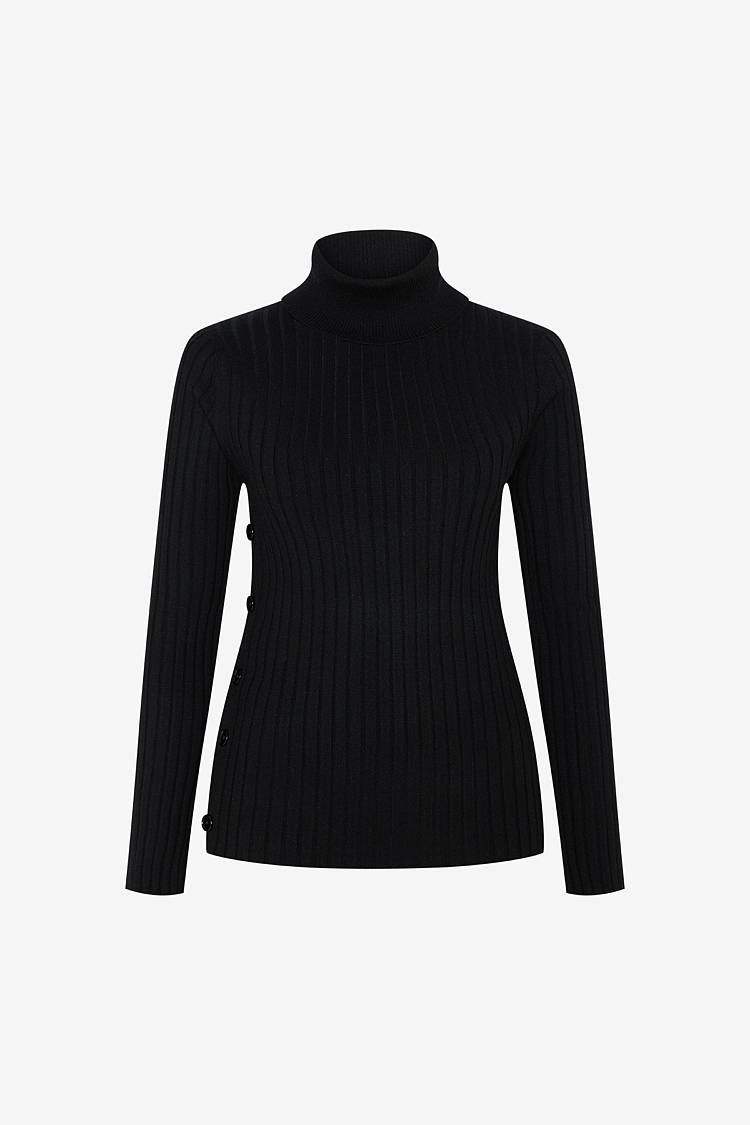 Sly 010 Rollkragenpullover mit Zierknöpfen