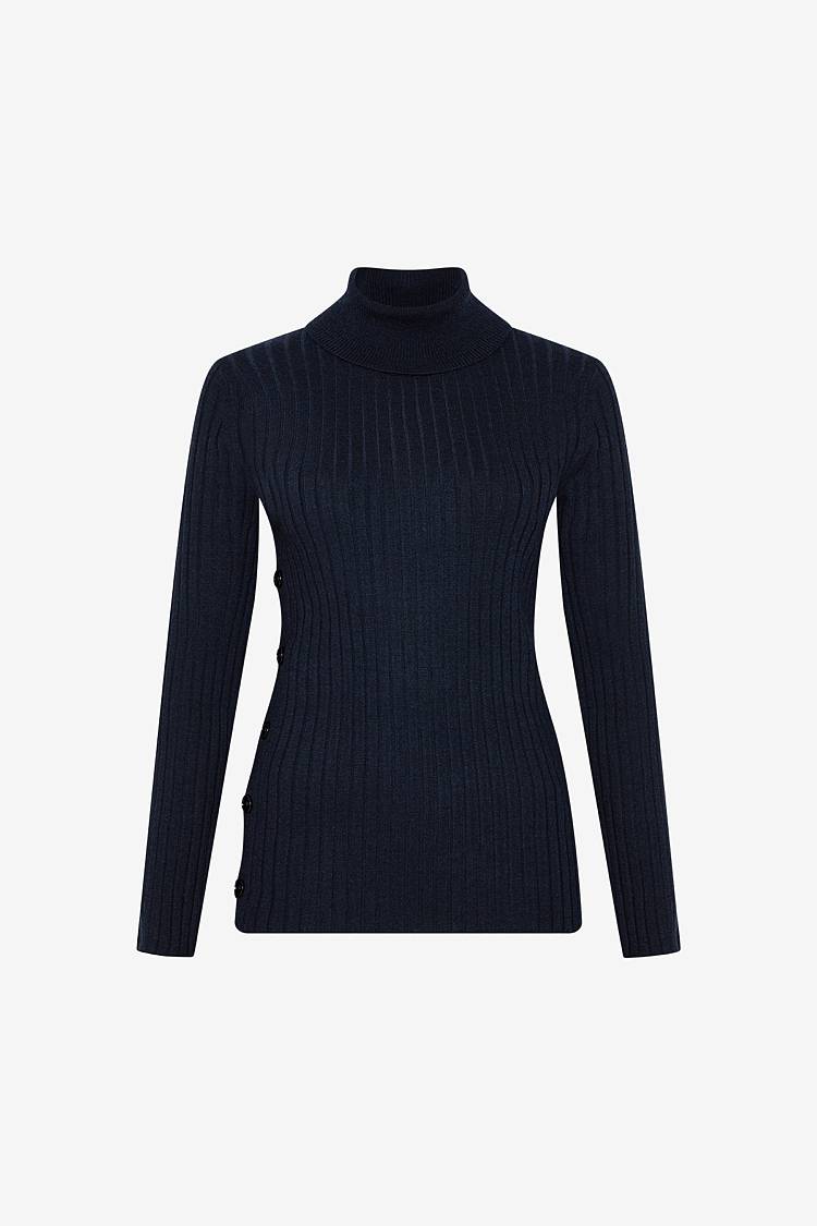 Sly 010 Rollkragenpullover mit Zierknöpfen