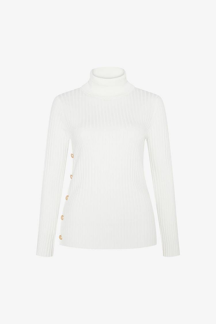 Sly 010 Rollkragenpullover mit Zierknöpfen