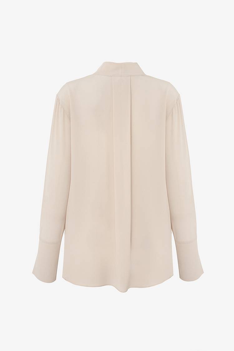 Sly 010 Schlichte Seidenbluse Mit V-Ausschnitt