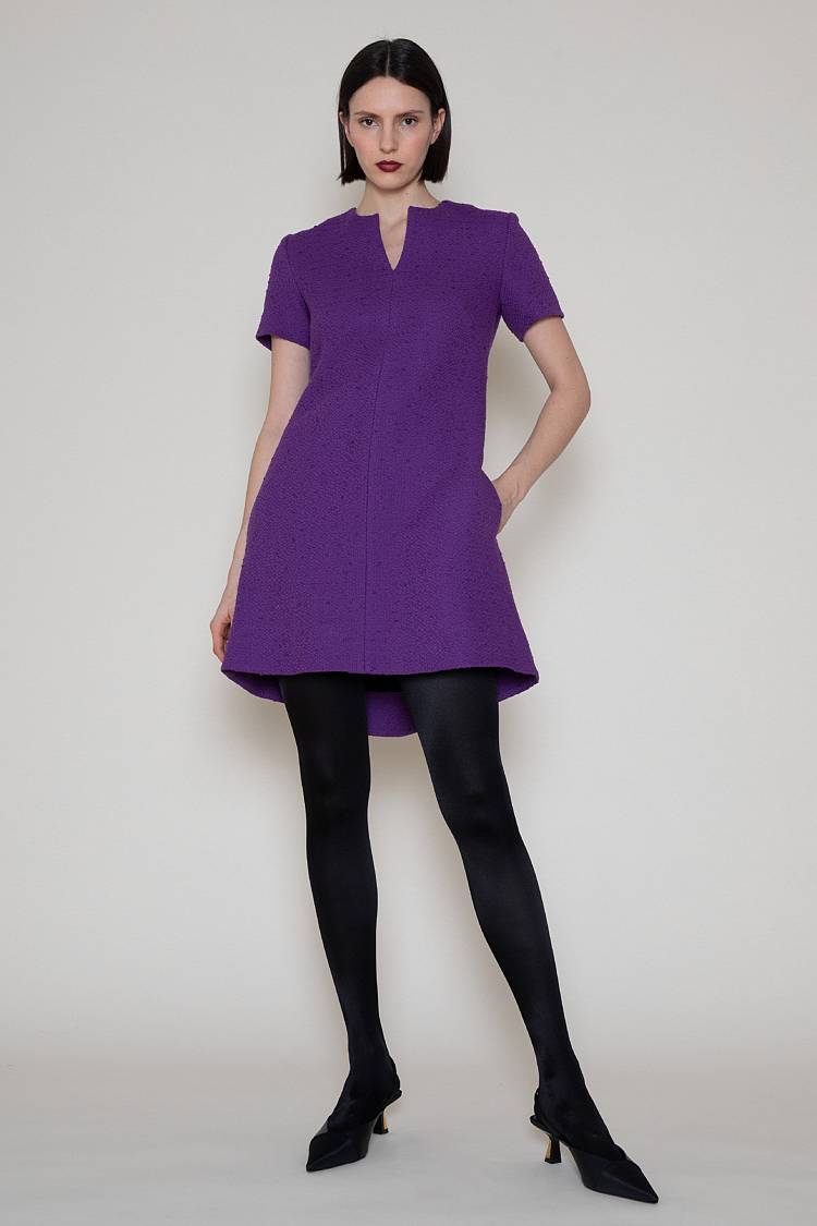 Sly 010 Schlichtes Tweedkleid mit Seitentaschen