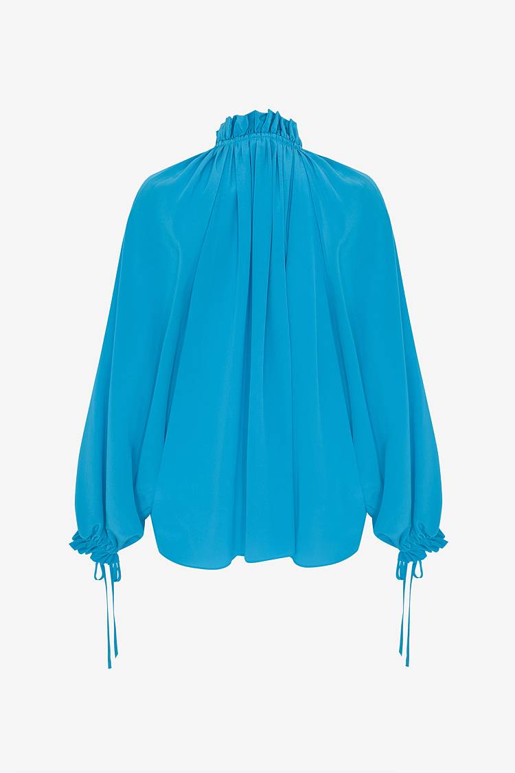 Sly 010 Seidenbluse Mit Gekräuseltem Kragen