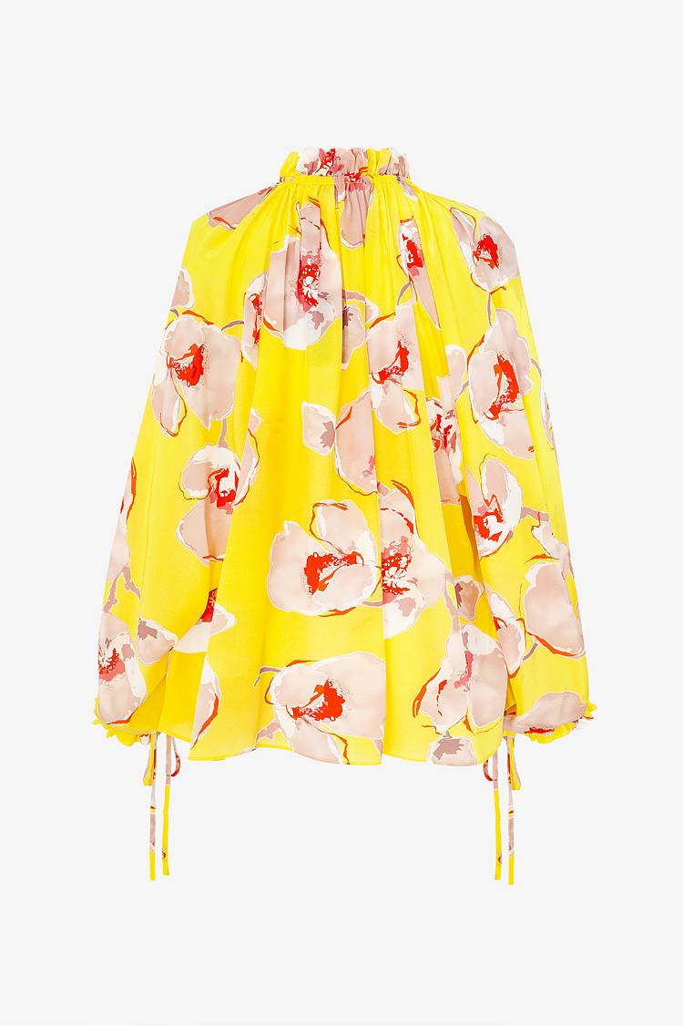 Sly 010 Seidenbluse Mit Gekräuseltem Kragen