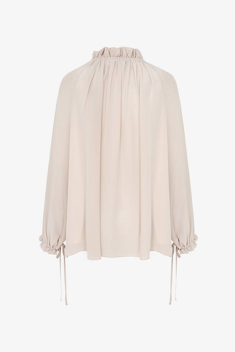 Sly 010 Seidenbluse Mit Gekräuseltem Kragen