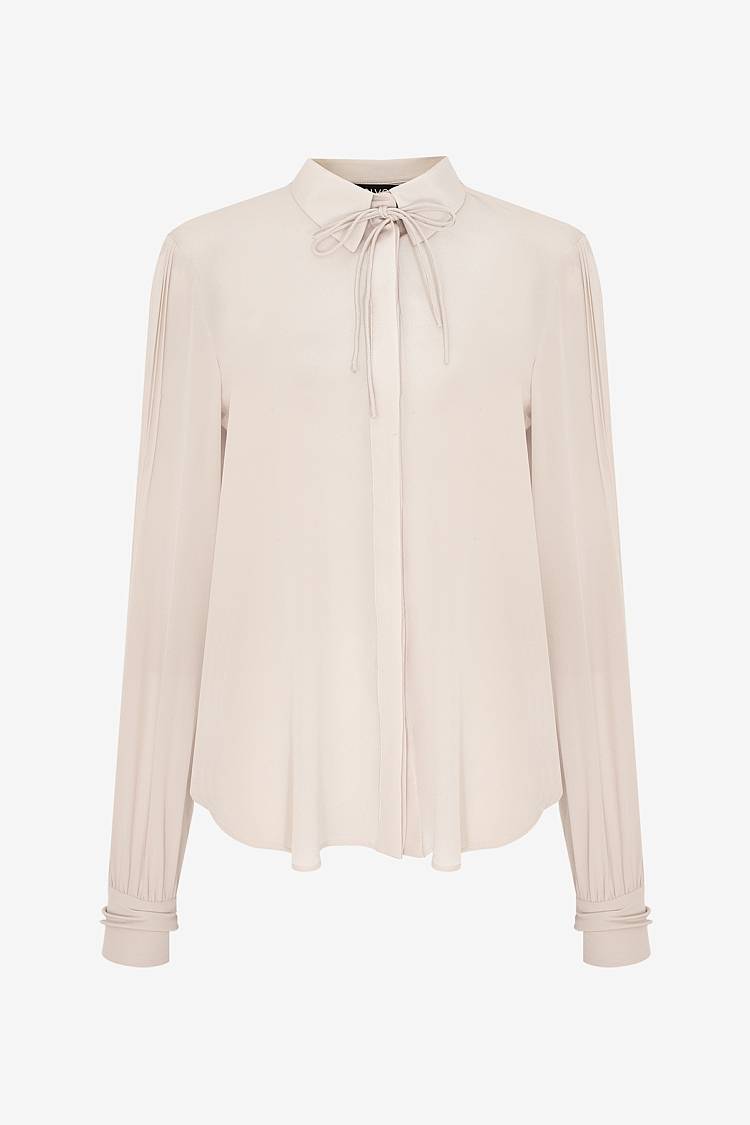 Sly 010 Seidenbluse mit plissierten Ärmeln