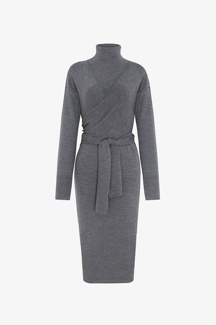 Sly 010 **Strickkleid Mit Bindegürtel**