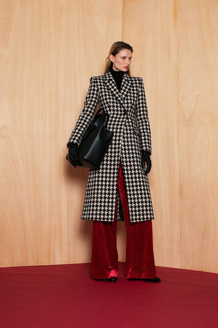 Sly 010 Tailored Coat With Houndstooth Pattern