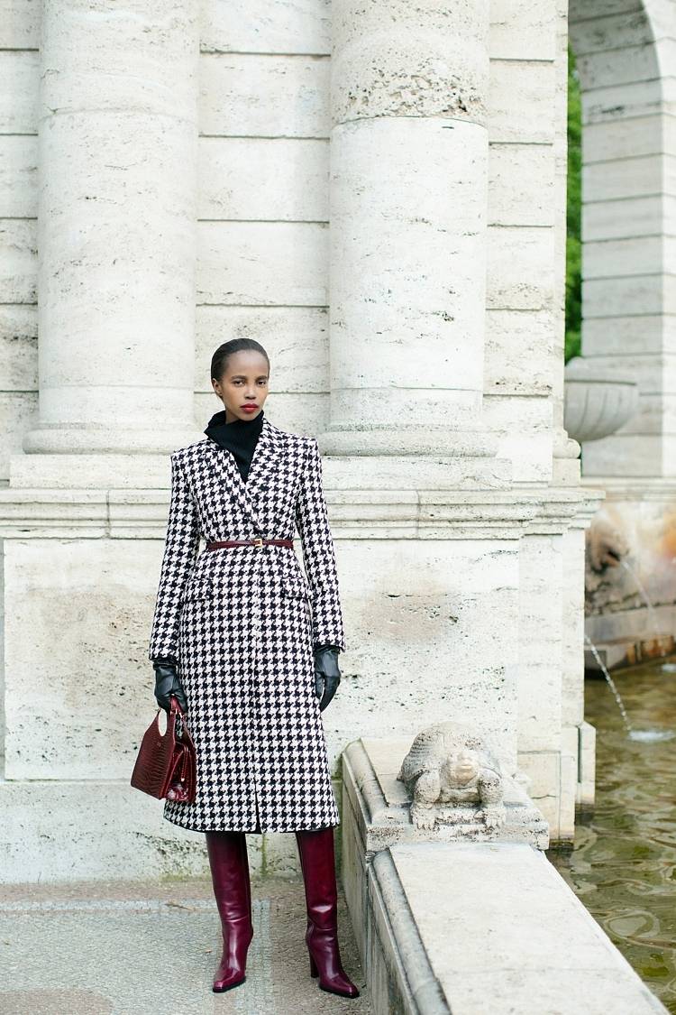 Sly 010 Tailored Coat With Houndstooth Pattern