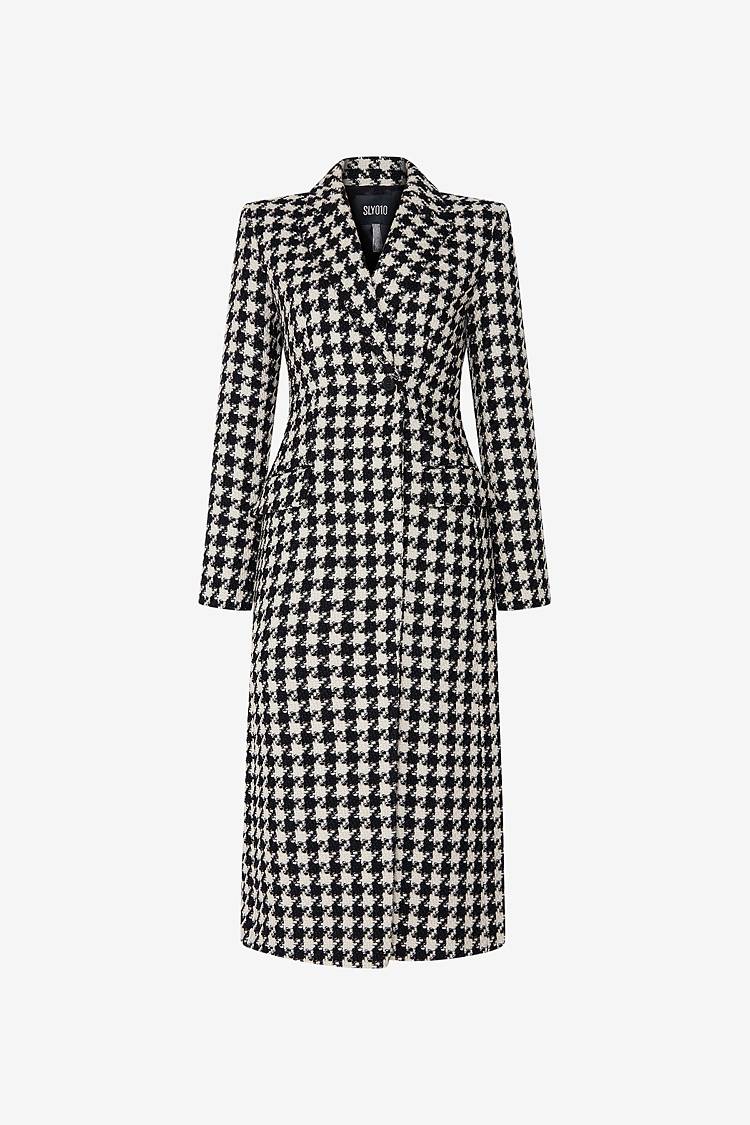 Sly 010 Tailored Coat with Houndstooth Pattern