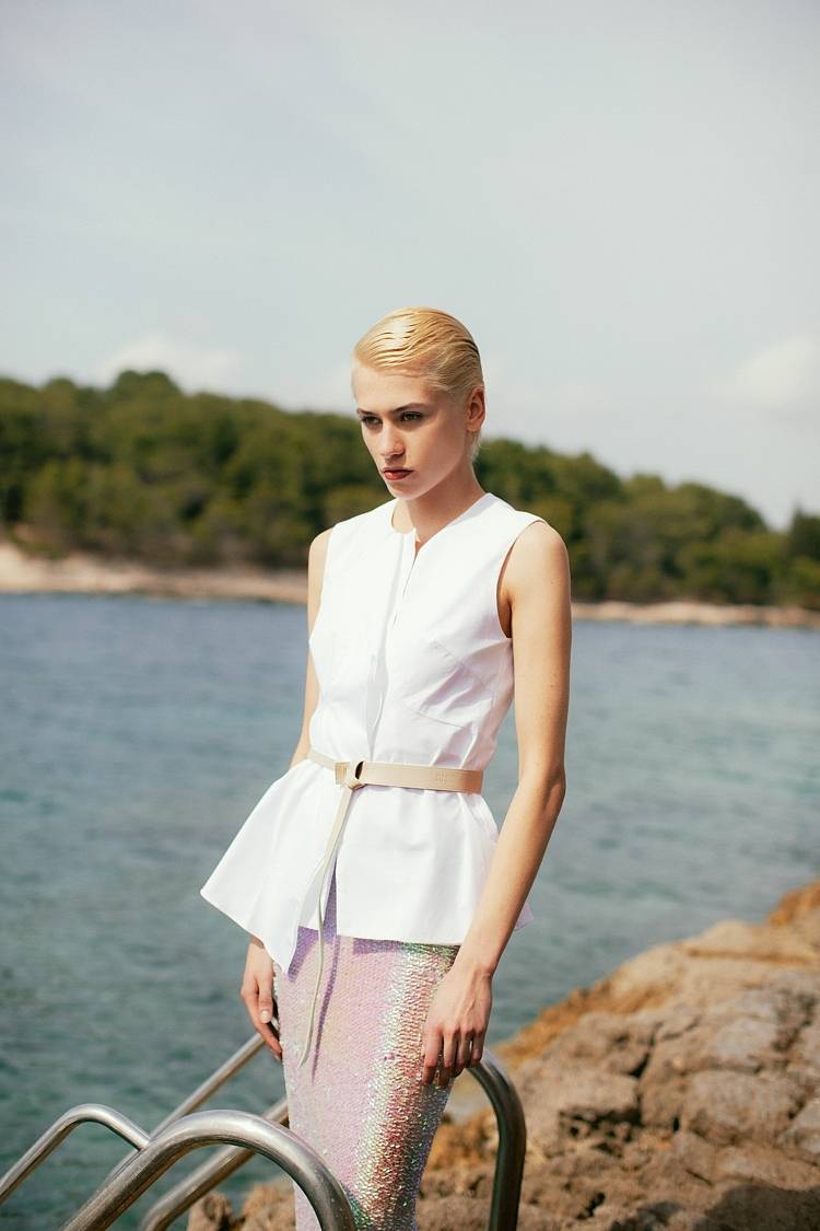 Sly 010 Top Mit Volant Aus Baumwollpopelin