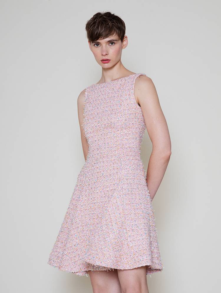 Sly 010 Tweed-Kleid Mit Godet-Falten