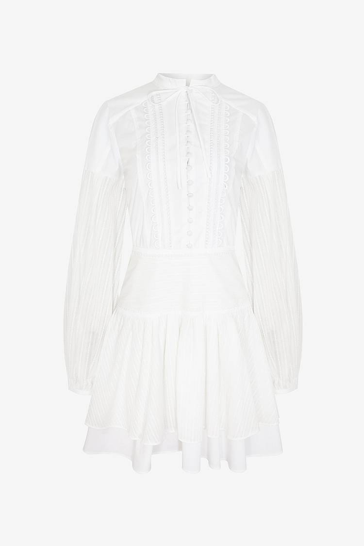 Sly 010 Weißes Baumwollkleid mit Spitzendetails
