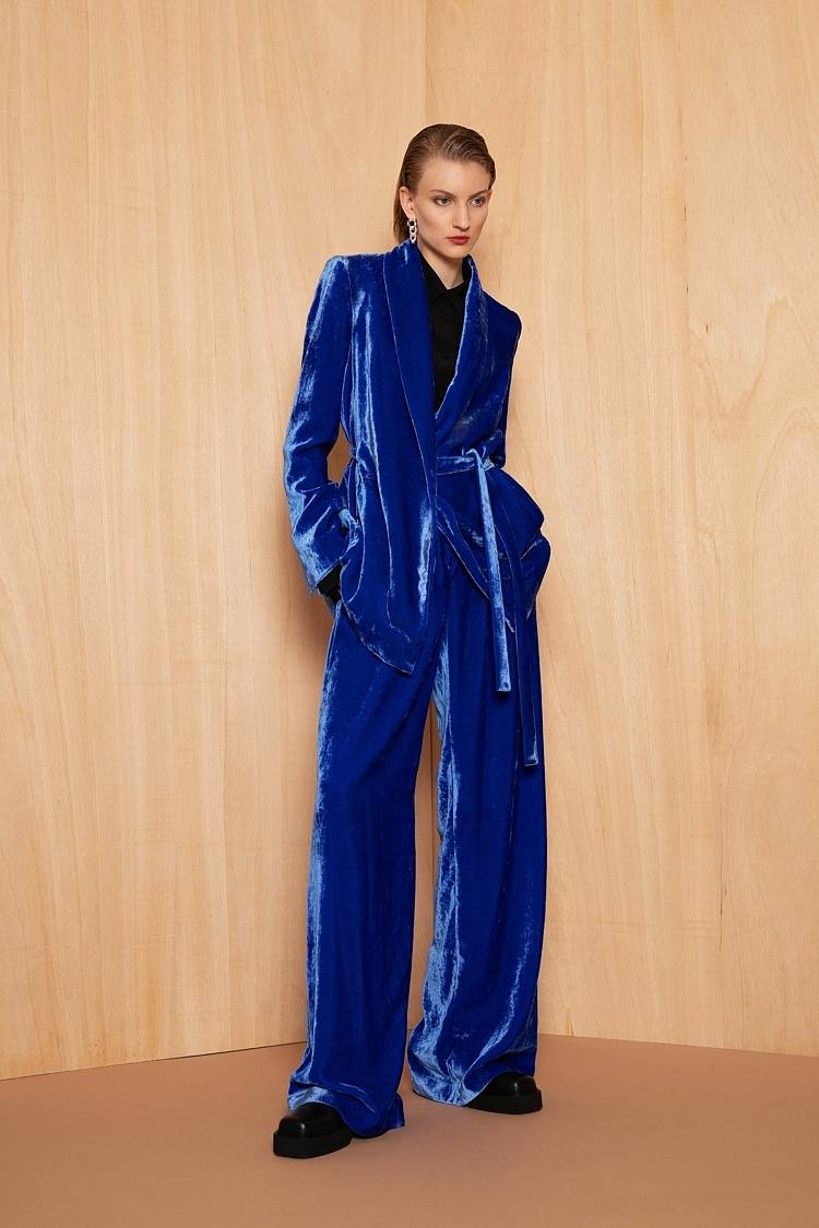 Sly 010 Wickelblazer Mit Gürtel Aus Viskose-Samt