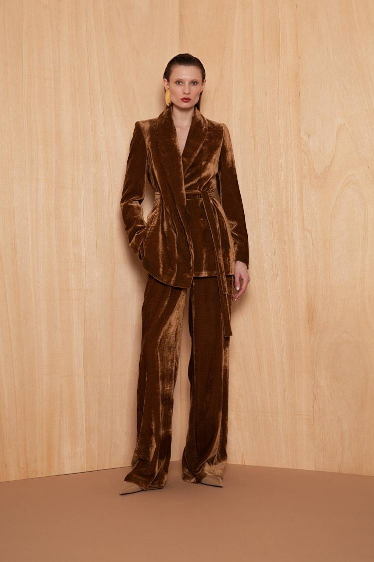 Sly 010 Wickelblazer Mit Gürtel Aus Viskose-Samt