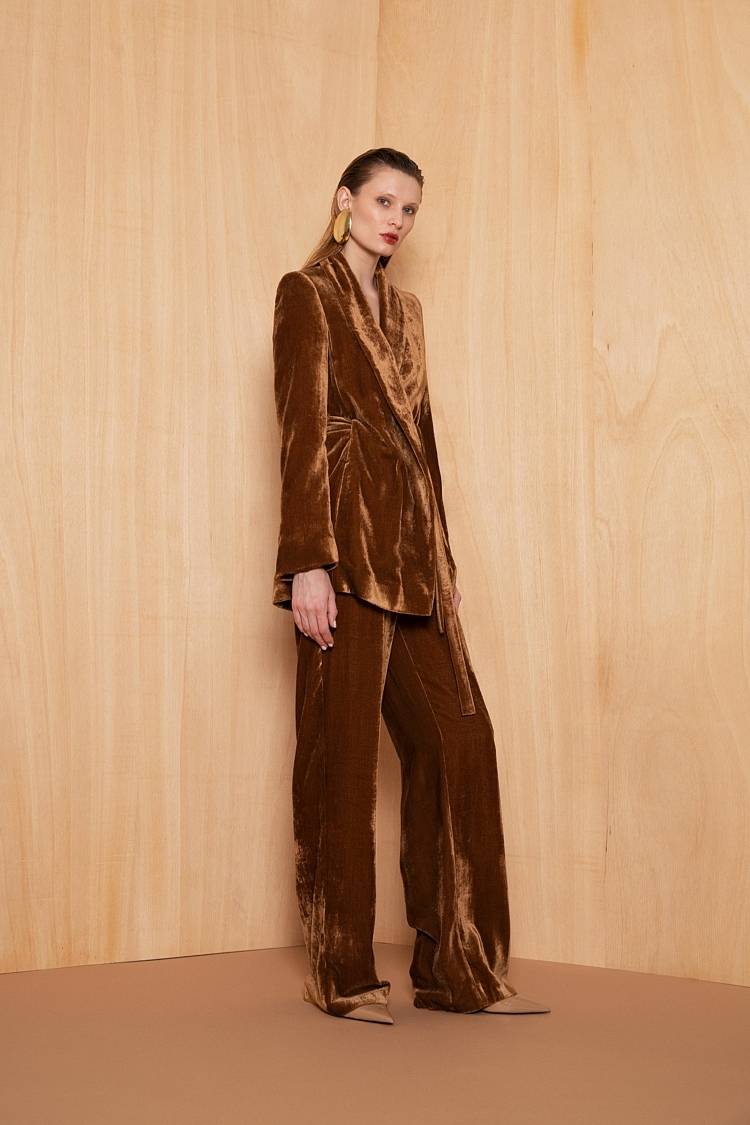 Sly 010 Wickelblazer Mit Gürtel Aus Viskose-Samt