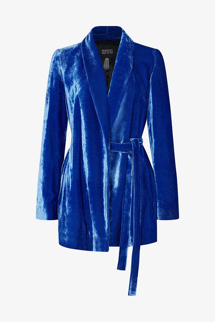 Sly 010 Wickelblazer mit Gürtel aus Viskose-Samt