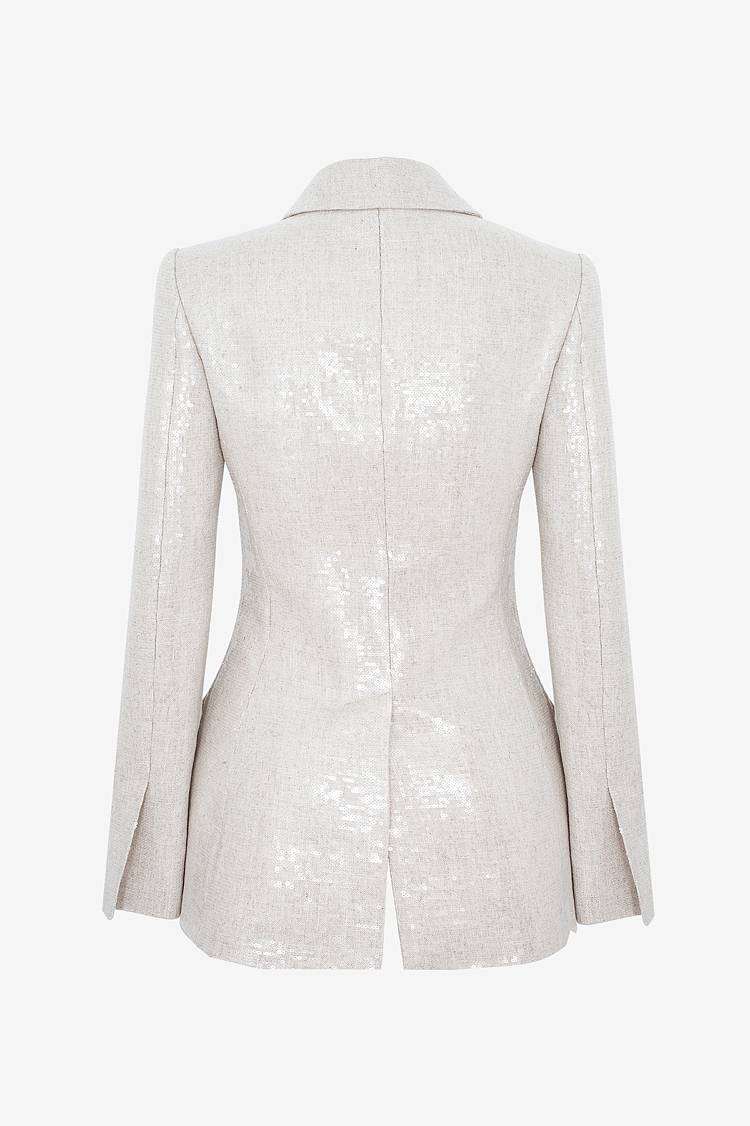 Sly 010 Taillierter Blazer Mit Pailettem Aus Leinengemisch