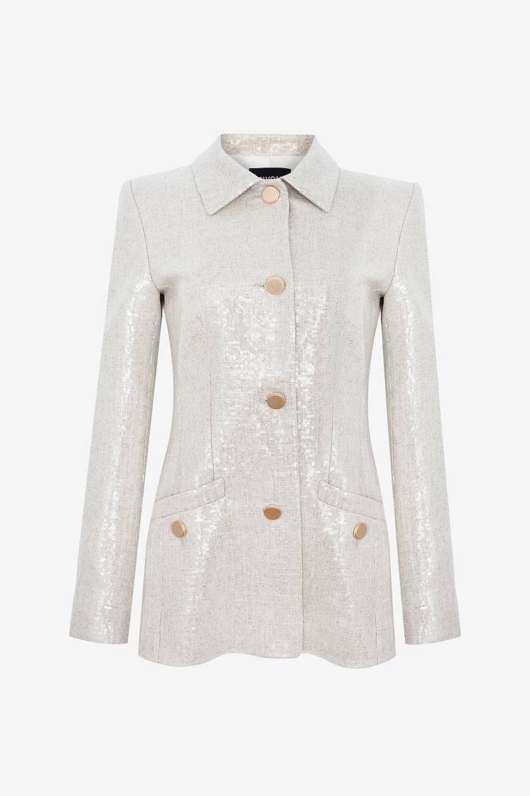Sly 010 Taillierter Blazer mit Pailettem aus Leinengemisch