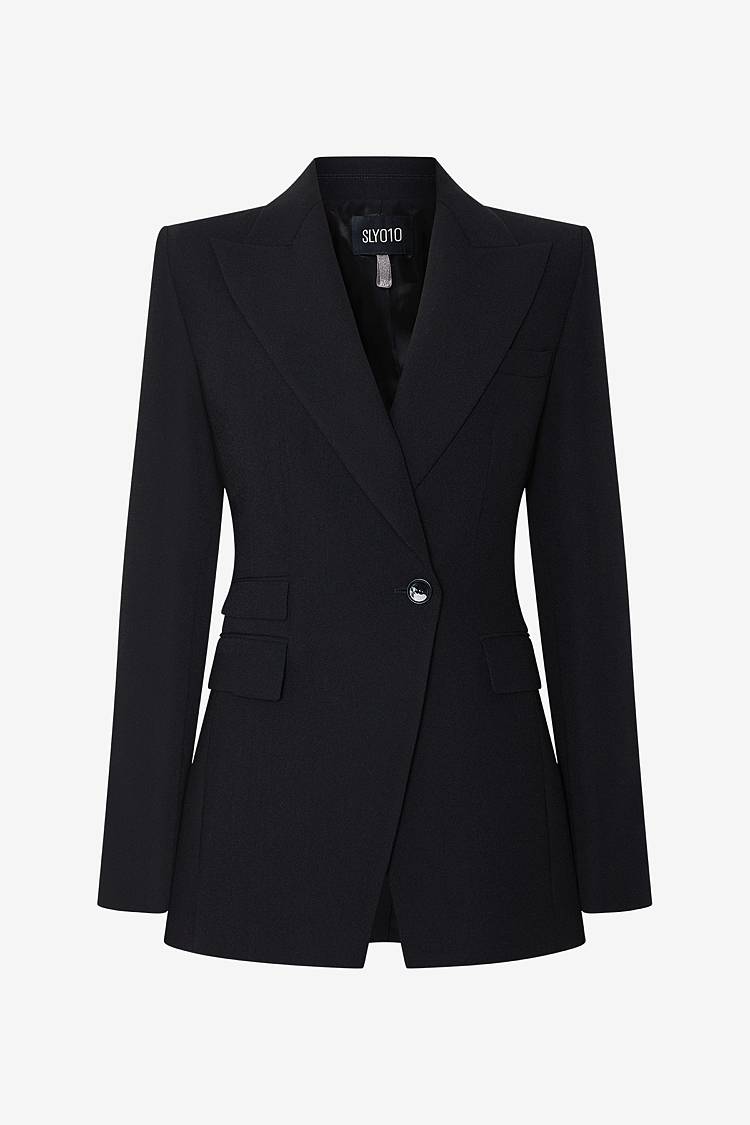 Sly 010 Taillierter Einknopf-Blazer aus Crêpe-Envers-Satin