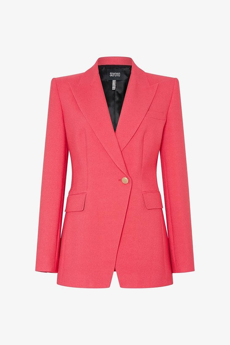 Sly 010 Taillierter Einknopf-Blazer aus Crêpe-Envers-Satin