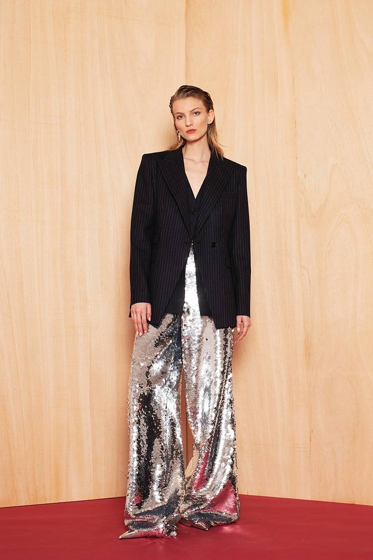 Sly 010 Taillierter Einknopf-Nadelstreifen-Blazer Aus Wolle