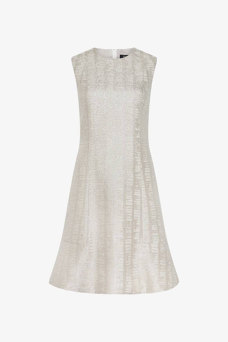 Sly 010 Tailliertes Kleid aus funkelndem Lurex-Jacquard