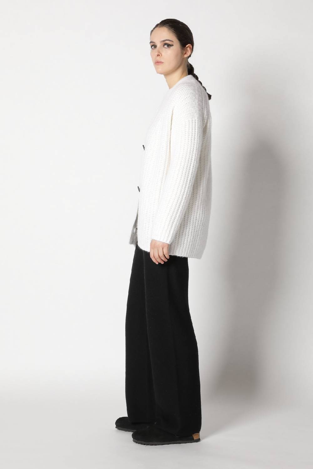 Sminfinity Blurry Chunky Cardy + Blurry Chunky Crewneck + Garter Palazzo Pants