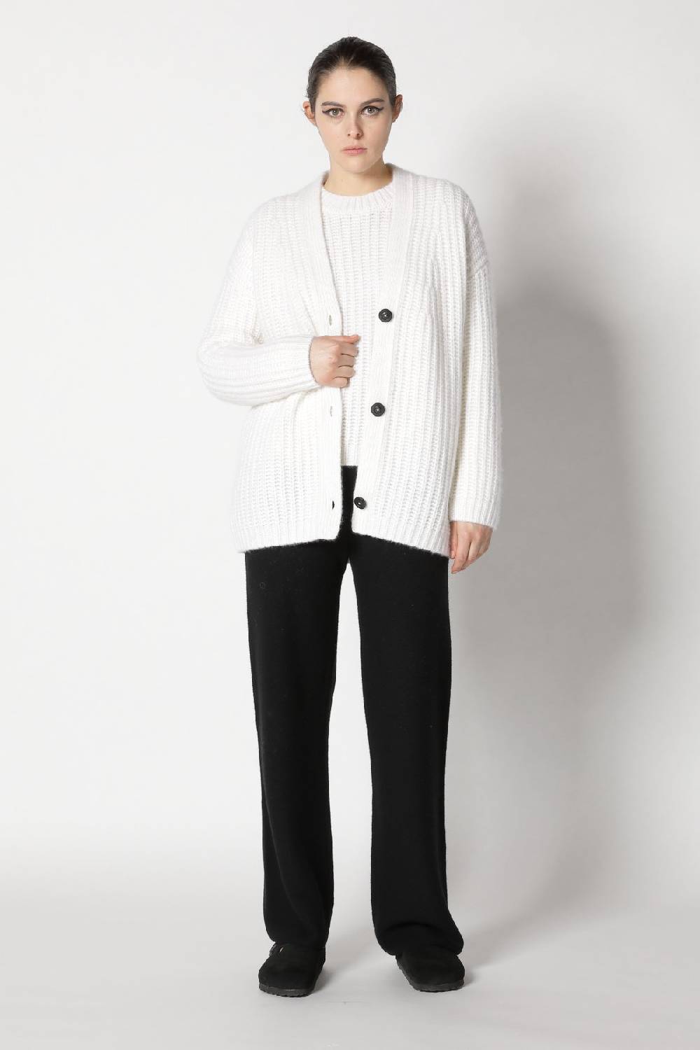 Sminfinity blurry chunky cardy + blurry chunky crewneck + garter palazzo pants