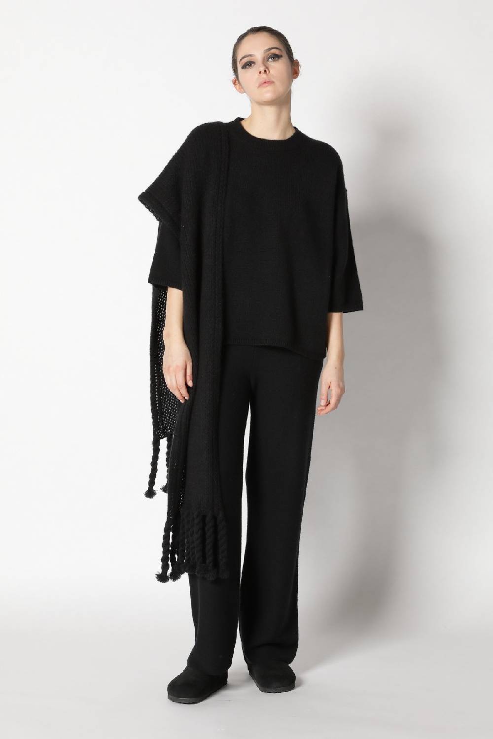 Sminfinity Blurry Crew Jumper + Blurry Chunky Scarf + Garter Palazzo Pants