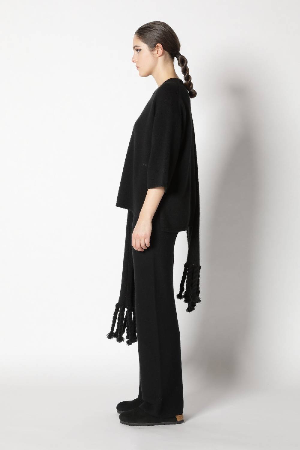 Sminfinity Blurry Crew Jumper + Blurry Chunky Scarf + Garter Palazzo Pants