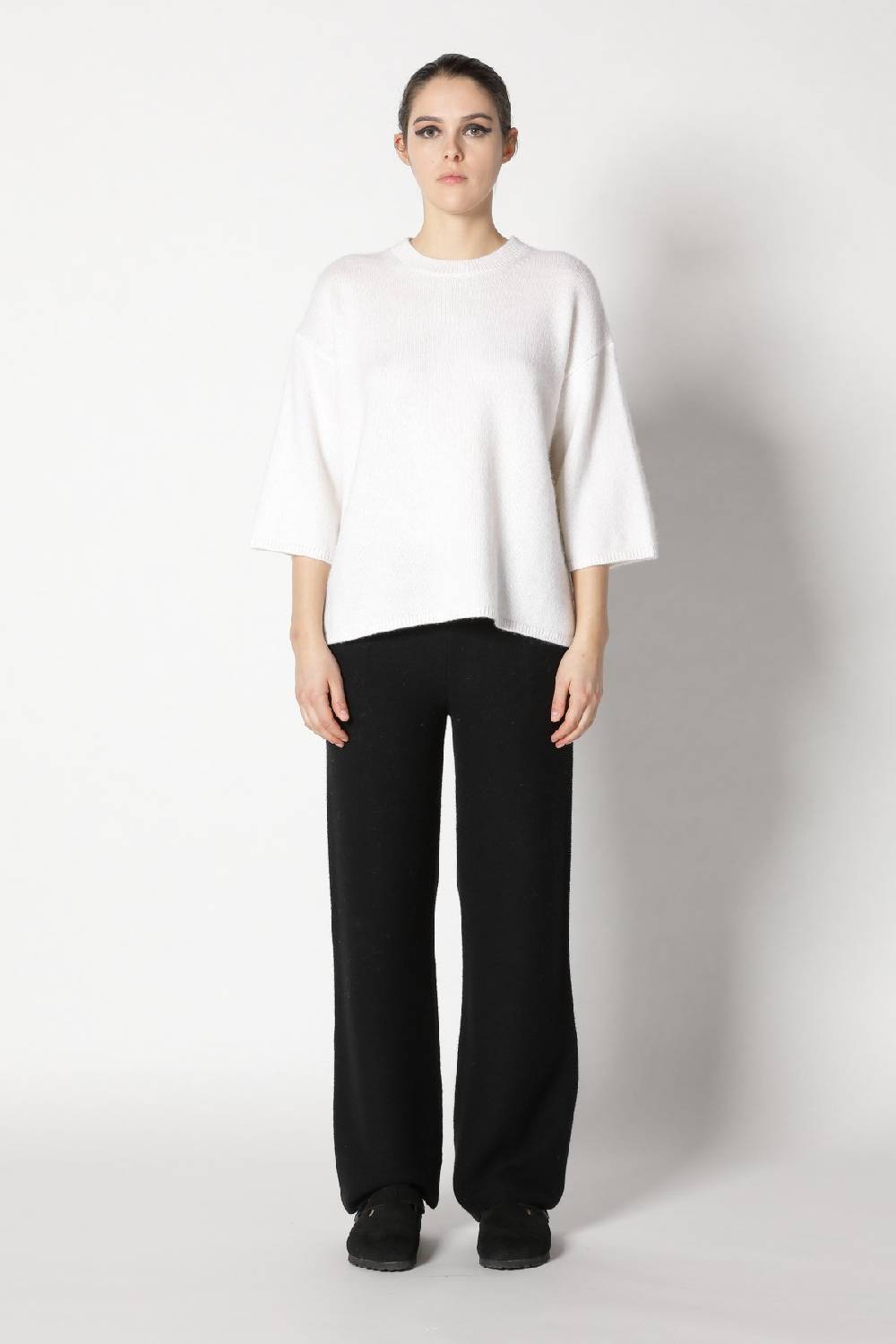 Sminfinity Blurry Crew Jumper + Blurry Chunky Scarf + Garter Palazzo Pants