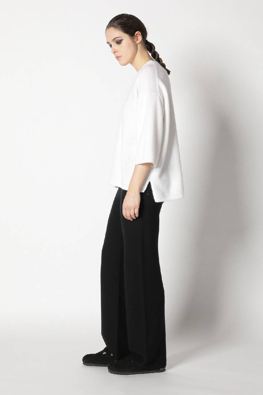 Sminfinity Blurry Crew Jumper + Blurry Chunky Scarf + Garter Palazzo Pants