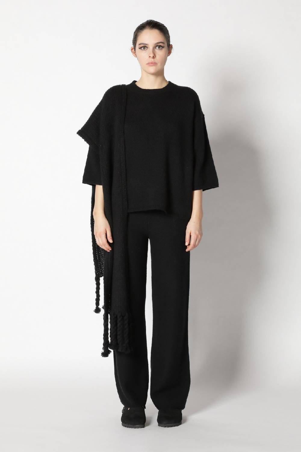 Sminfinity blurry crew jumper + blurry chunky scarf + garter palazzo pants