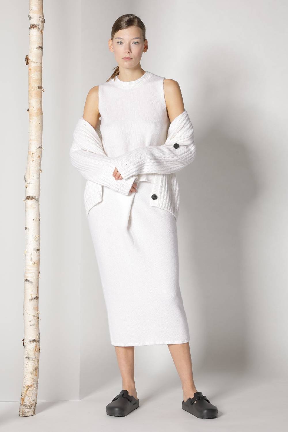 Sminfinity Blurry Ribbed Cardigan + Blurry Crew Top + Blurry Tulip Skirt