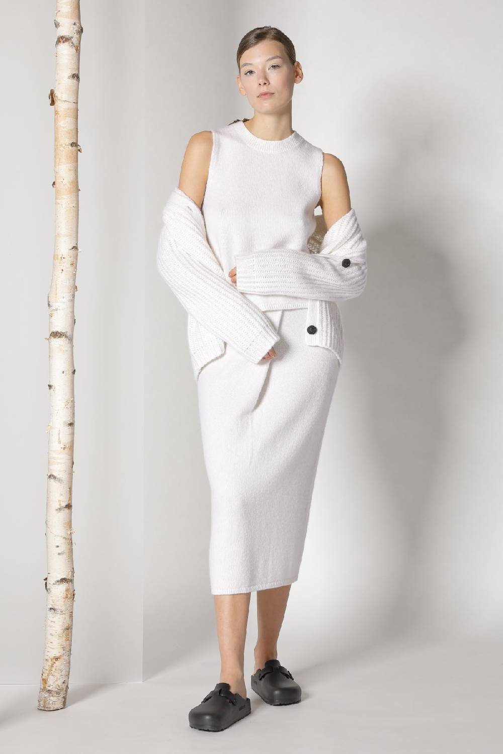 Sminfinity Blurry Ribbed Cardigan + Blurry Crew Top + Blurry Tulip Skirt