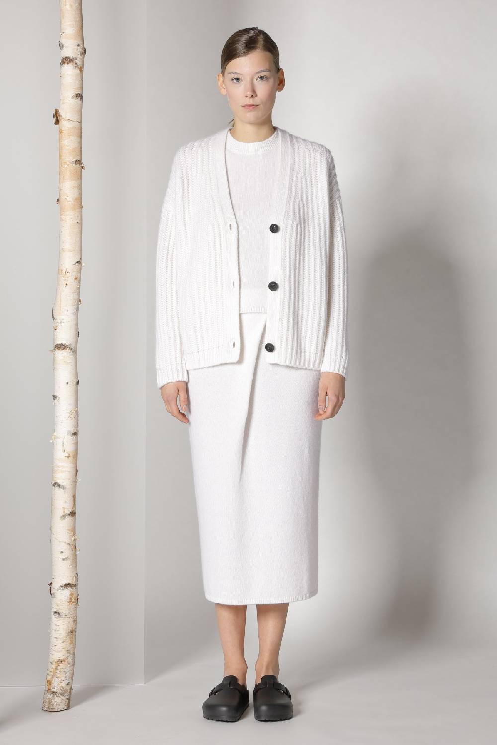 Sminfinity blurry ribbed cardigan + blurry crew top + blurry tulip skirt