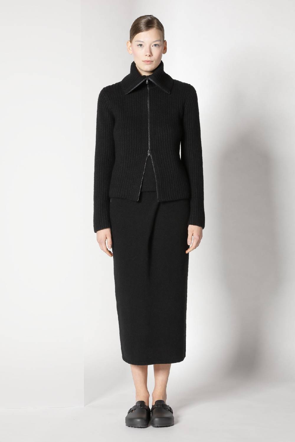 Sminfinity blurry ribbed zip-jacket + blurry crew top + blurry tulip skirt