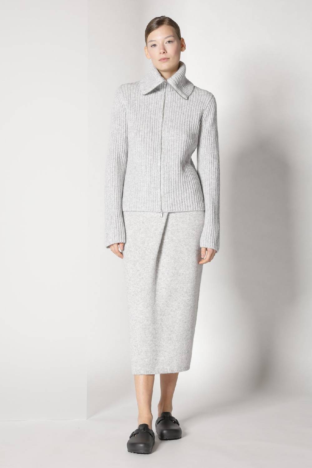 Sminfinity blurry ribbed zip-jacket + blurry crew top + blurry tulip skirt