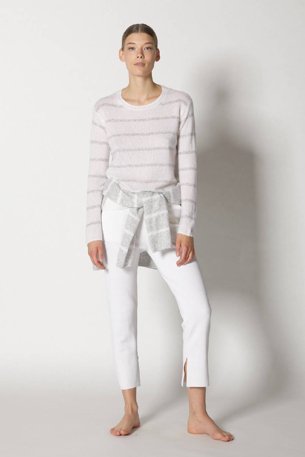 Sminfinity Blurry Stripe Crewneck + Silky Cropped Pants