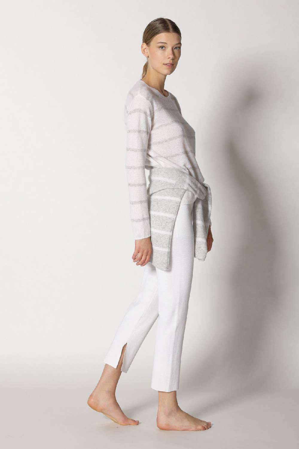Sminfinity Blurry Stripe Crewneck + Silky Cropped Pants