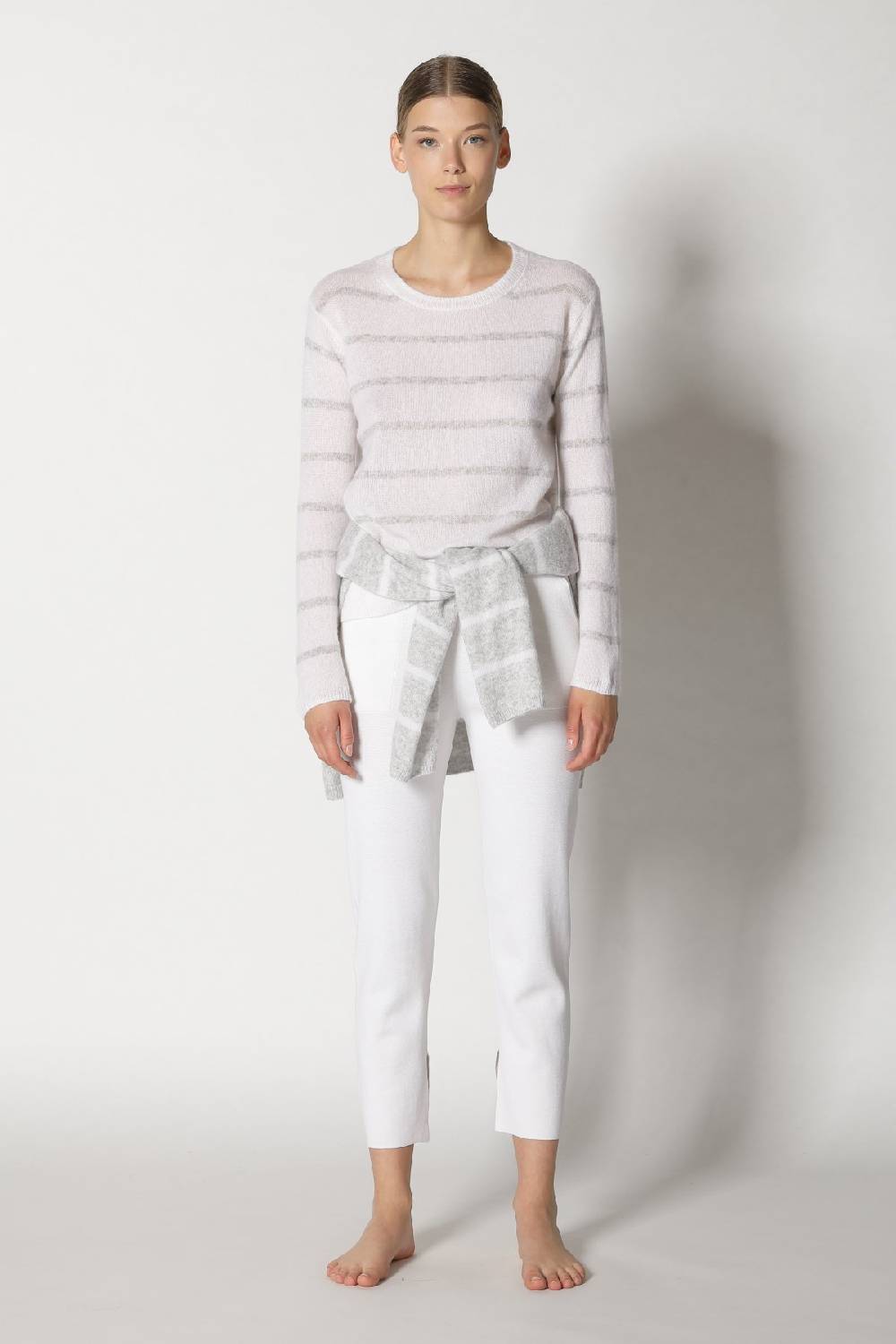 Sminfinity blurry stripe crewneck + silky cropped pants